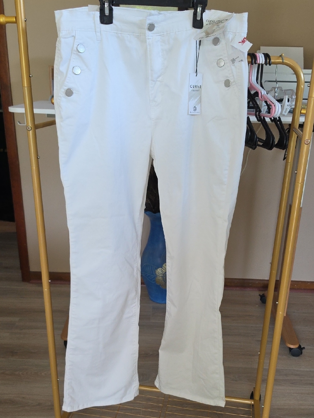 Curve Appeal White Sailor Style Jeans Pants